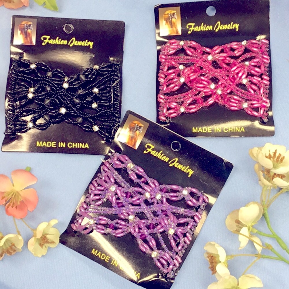 Beaded Hair Styling Combs 3 pieces